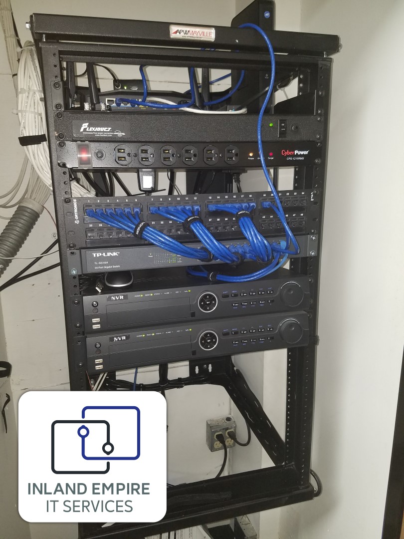 Network Rack Installation with Security Cameras System